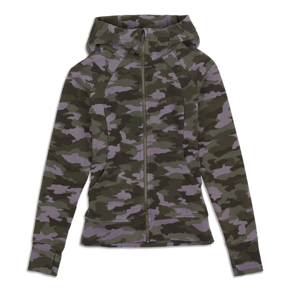 Lululemon Scuba Zip Up Hoodie Purple Camo Size 6 Women’s Hooded Sweater pockets - Picture 1 of 16